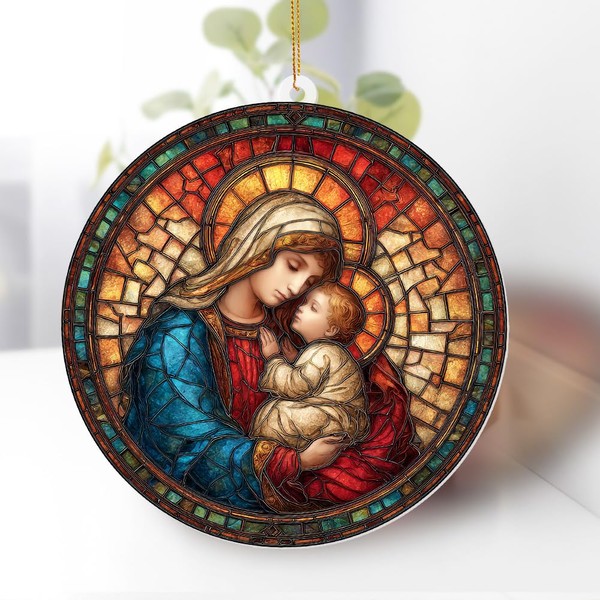 Holy Mother & Child Stained Glass Acrylic Ornament 2025 –