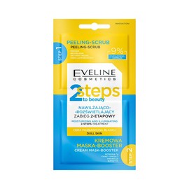 Eveline Cosmetics 2-Step to Beauty Moisturising & Illuminating 2-Stage Facial Treatment - Deep Cleansing Exfoliating and Creamy Booster Mask