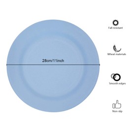 SNOMEL 5 Pack 11 Inch Dinner Plate Set, Extra Large Pasta Plates, Unbreakable Dishes, Lightweight Wheat Straw Salad Dinnerware, Reusable Fiber Dessert Tableware (Beige)