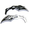 MotorToGo Chrome CNC Diamond Flame Motorcycle Small Rear View Mirrors