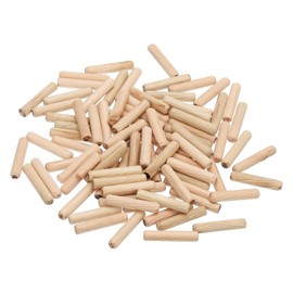 PATIKIL 1/4 Wooden Dowel Pins, 200 Pcs M6x30mm Wood Dowel Pins Hardwood Pegs Fluted Groove Easy Insertion for Crafts Furniture Door Art