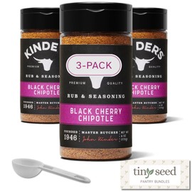 TINY SEED Pantry Bundle Set: 3-Pack Kinder Black Cherry Chipotle Seasoning & BBQ Rub (6 oz each). Premium Gluten-free Seasoning. Includes Complimentary Teaspoon Scoop