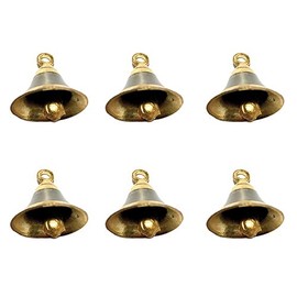 UAPAN Brass Pooja Bell with J Hook (Pack of 6, 1 inch)