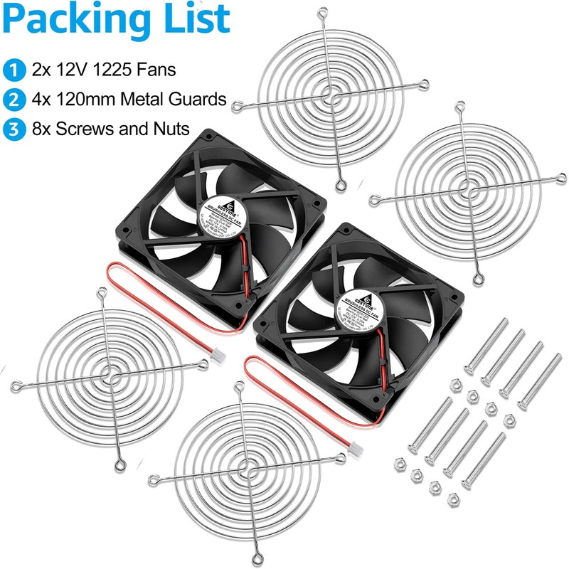 GDSTIME 120mm x 25mm 12V Fan 2 Pin Dual Ball