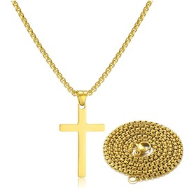 Stainless Steel Cross Necklace for men,Gold Cross Necklace for boys kids tiny Small Cross Pendant Necklace 20 inches Simple Jewelry thin cross chain for mens