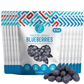 Crispy Craze Freeze Dried Blueberries (12 Snack Sized Bags, 0.52 oz Each), Whole Blueberries Fruit Crisps, Non GMO, Healthy Snack, No Added Sugar & Additives, 100% Natural, Allergen Free, School Safe