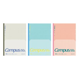 Kokuyo No - FL3CBT-L1X3 Campus Notebook, 50th Anniversary Notebook, Limited Edition, Semi-B5, Doted, B Ruled, 3 Color Pack
