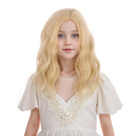 Ufindcos Kids Blonde Wig Short Curly Wavy Child Wig Golden Blonde Wig for Girls Side Part Blonde Bob Synthetic Hair Wigs with Wig Cap