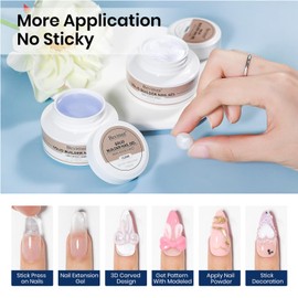 Bevimee Molding Gel for Nails, Solid Builder Gel for Nails Non-Stick Hand for Modeling Sculpture Nail Extension UV/LED Manicure DIY At Home Clear Pearl White 2PCS