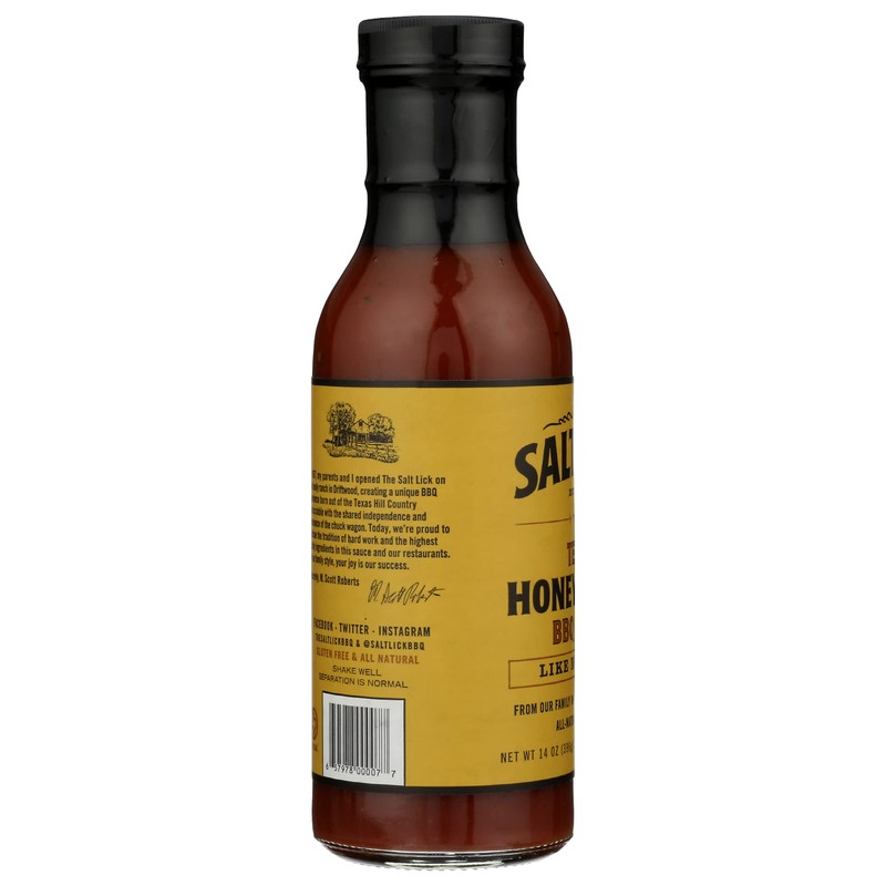 Salt Lick Honey Pecan BBQ Sauce, Gluten Free, 12 Ounces