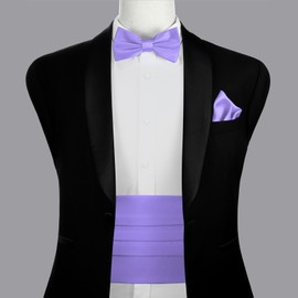 PenSee Fashion Elegant Lavender Bow Ties for Men - Elevate Your Style with Our Premium String Cummerbund Set - Perfect for Formal Events, Tuxedo Bow Ties for Men