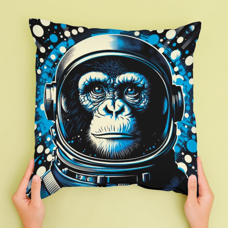 The Beach Stop Colourful Chimpanzee Astronaut Printed Accent Cushion Cover