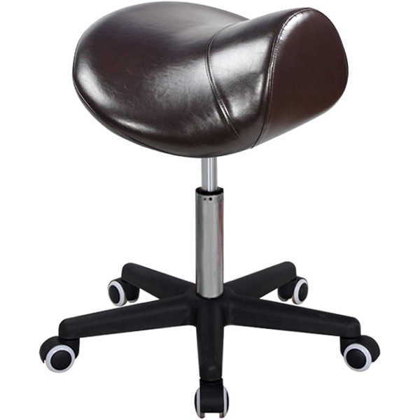 Master Massage Ergonomic Swivel Saddle Rolling Hydraulic Stool in Coffee for Clinic, Spas, Salons, Debtists, Classrooms, Home, Officer
