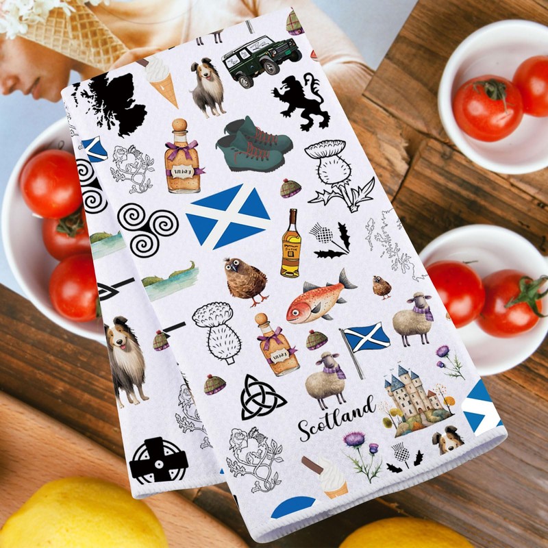 MYSOMY Scottish Kitchen Towels Scottish Kitchen Decor Scottish Thistle Towel
