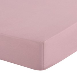 Eurofirany - Fitted Sheet 100 x 200 cm - Basic Cotton Flat Sheet with Elastic Band, Durable - for Thick Mattresses 30 cm Deep Pocket - Many Colours, Powder