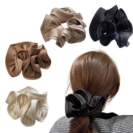 Pack of 4 Large Women's Hair Bobbles, French Large Hair Bobbles, Elastic Large Hair Ties, Extra Large Hair Bobbles, Women's Hair Bobbles, Suitable for Masquerades, Parties, Birthdays, Everyday Wear