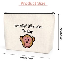 Monkey Gift Monkey Makeup Bag Monkey Lover Gift Monkey Themed Gift for Women Friend Sister Colleague Animal Lover Breeder Birthday Christmas Graduation Gift for Daughter Sister Cosmetic Pouch