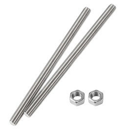 HiPicco Fully Threaded Rod M10 x 350mm 1.5mm Thread Pitch, 2 Pack 304 Stainless Steel Right Hand Threaded Rods Bar Studs for Furniture Machinery Assembly 【with Nuts】