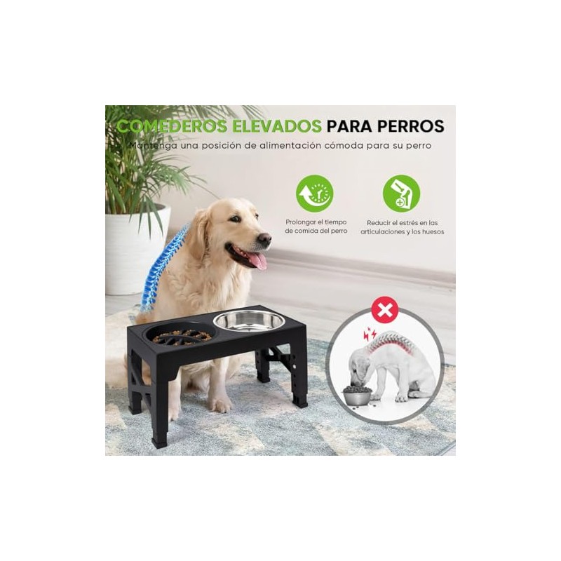 LUKITO 3pcs Comedero Elevado para Perro con 2 Cuencos De