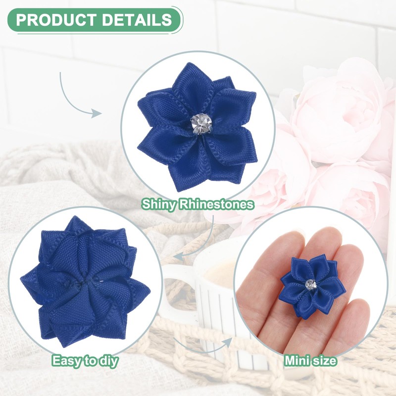 M METERXITY 150-pack Satin Ribbon Flowers, 1.2 Inch Mini Fabric