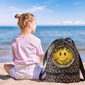 NLAND Backpack with Drawstring for Children Swimming Backpack Waterproof Sports Bag Drawstring Bag Sports Bag for Girls and Boys for Swimming Beach, black