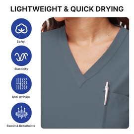 Mizzuco Scrubs Set for Women Nurse Uniform V-Neck Top and Drawstring Jogger Pants with Multi Pocket Nurse Workwear