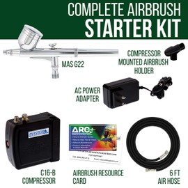 Multi-purpose Airbrush Kit with Mini Compressor, Dual-action Gravity Feed Airbrush and Air Hose