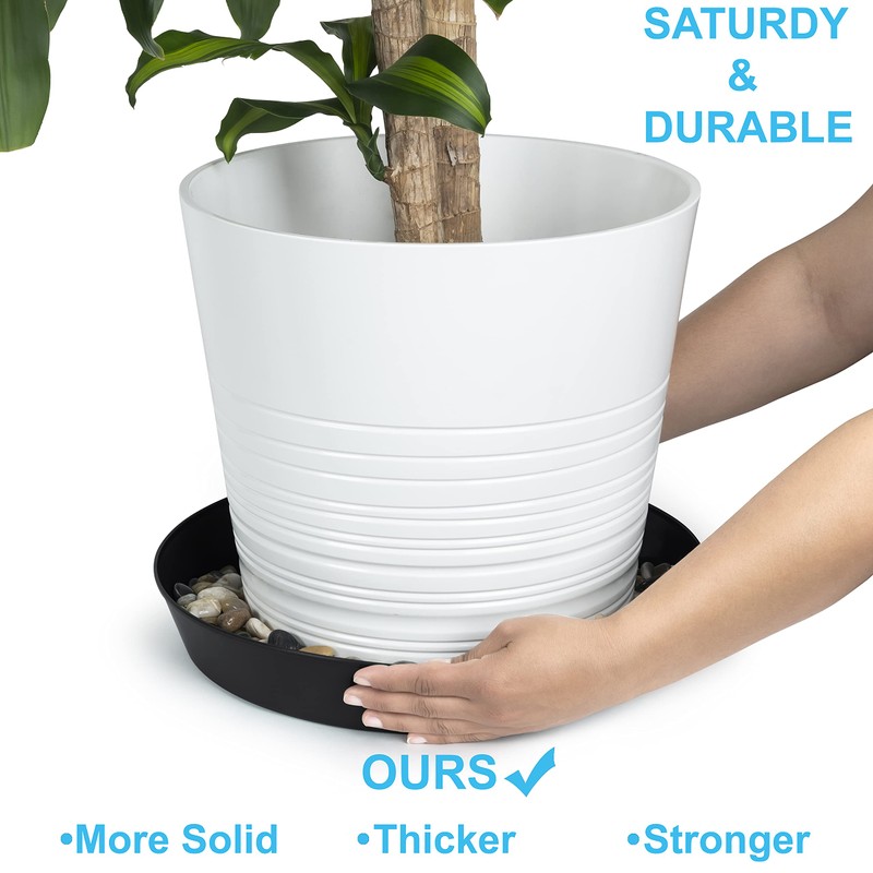Austin Planter 18inch Saucer Black Polypropylene for Indoor and Outdoor