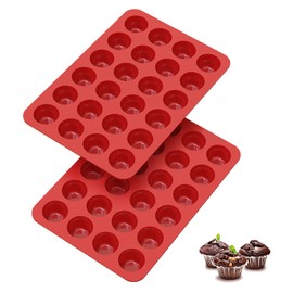 SILIVO 2-inch Deep Mini Muffin Pans Nonstick 24 Cup (2 Pack) - Mini Cupcake Pans - Silicone Muffin Tins for Muffins, Cupcakes and Egg Bites