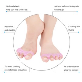 Gel Toe Stretcher & Toe Separators, Bestrice Bunion Corrector, Toe Protectors Straightener Flexible,Orthopedic Toe Corrector, Bunion Relief, Yoga Toes,Hammer Toe and More for Women and Men (1 Pair) …