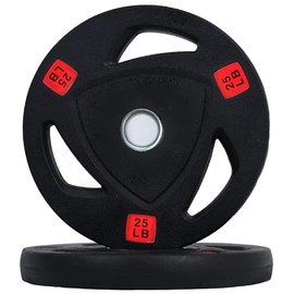 Fitvids standard Cast Iron 1-inch Weight Plate for Strength Training & Weightlifting, Rubber Coate Style, 25lbs, Pair