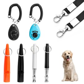 FIDWALL 6-Piece Dog Whistle Training Set, 2 Clicker Dogs, 4 Professional Ultrasonic Dog Whistles, with 2 Lanyards, for Training Pets and Recalling Your Dogs (Suit)