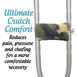 Universal Crutch Hand Grip Covers - Luxurious Soft Fleece with Sculpted Memory Foam Cores (Camo)