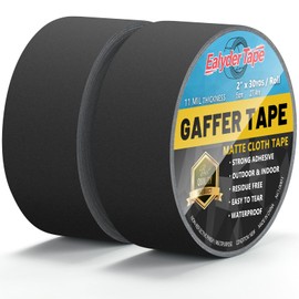 Ealyder Tape 2 Pack Black Gaffers Tape 2 Inch x 30 Yards - Heavy Duty, Waterproof, No Residue, Non-Reflective, Easy Tear Gaffers Stage Tape - Multipurpose