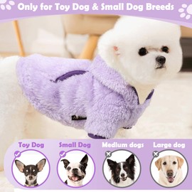 Small Dog Sweater Fleece Dog Hoodie Girl Boy Winter Warm Puppy Clothes for Chihuahua Teacup Yorkie Soft Stretchy Tiny Outfits Cat Sweater Pet Clothing, Purple, M