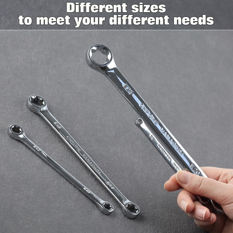 LEONTOOL 4Pcs E-Torx Wrench Set Double Box End Star Wrench