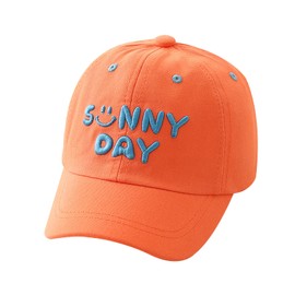 Toddler Baby Boys Girls Hat Summer Laugh Smiley Face Fisherman's Beanie Kids Spring Baseball Cap (Sunny Day-Orange)