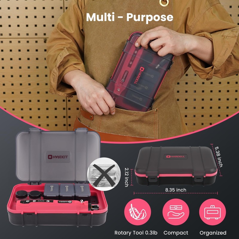 HARDELL Mini Cordless Rotary Tool 3.7V, 5-Speed Power Rotary Tool