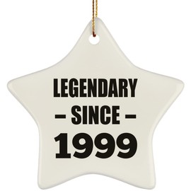 Designsify Christmas Tree Decoration, 25th Birthday Legendary Since 1999, Star Ornament, Gifts for Anniversary Valentines Mom Mothers Fathers Day Party, to Men Women Him Her Friend Mom Dad Wife