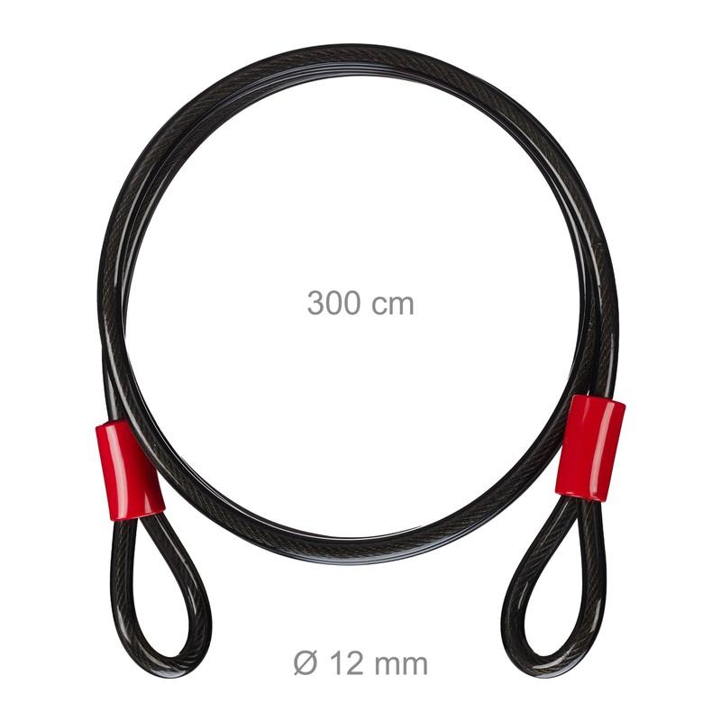 Relaxdays Loop Cable 3 m, Coated Steel Cable with Eyelets,