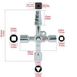 AIYIBEN 4 Way Multifunction Key with Drilling Moment Transition Key, Universal Control Cabinet Box, Pull Door, Water Meter Valve, Gas Meter Cabinet Switch (#2)
