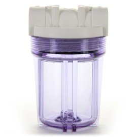 Hydronix HF3-5CLWH12, 5" Clear Housing with White Rib Cap For RO & Filtration Systems, 1/2" Ports