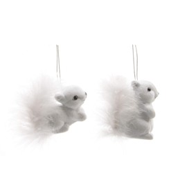 Plastic Christmas Squirrel Figures, Set of 2, Colour: White