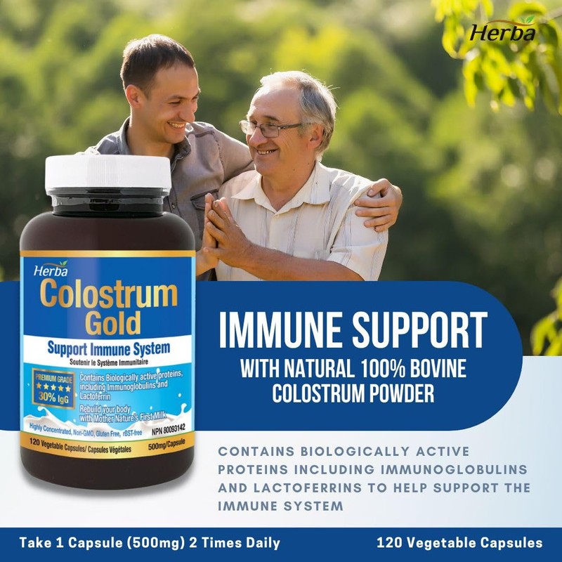 Herba Bovine Colostrum Supplements 500mg - 120 Capsules | 30%