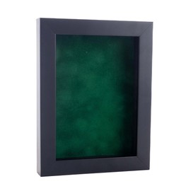 8x12 Shadow Box Frame Black Wood | with a 3/4" Usable Display Depth | Includes a Forest Green Real Suede Texture Acid-Free Backing Board, UV Resistant Acrylic, and Hanging Hardware