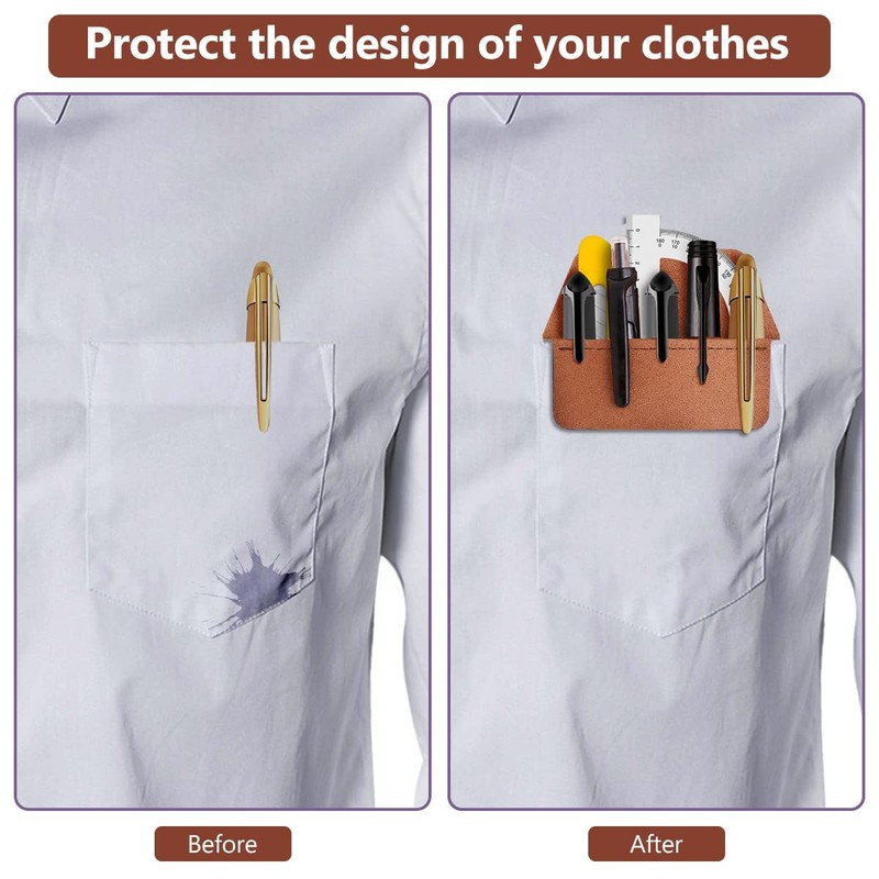 Aidunmis Pocket Protector, 2 Pieces PU Leather Pocket Pen Holder