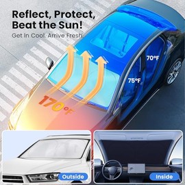 Magnelex Parasol de parabrisas, reflector de calor para coche , MEDIUM - (59" x 31")