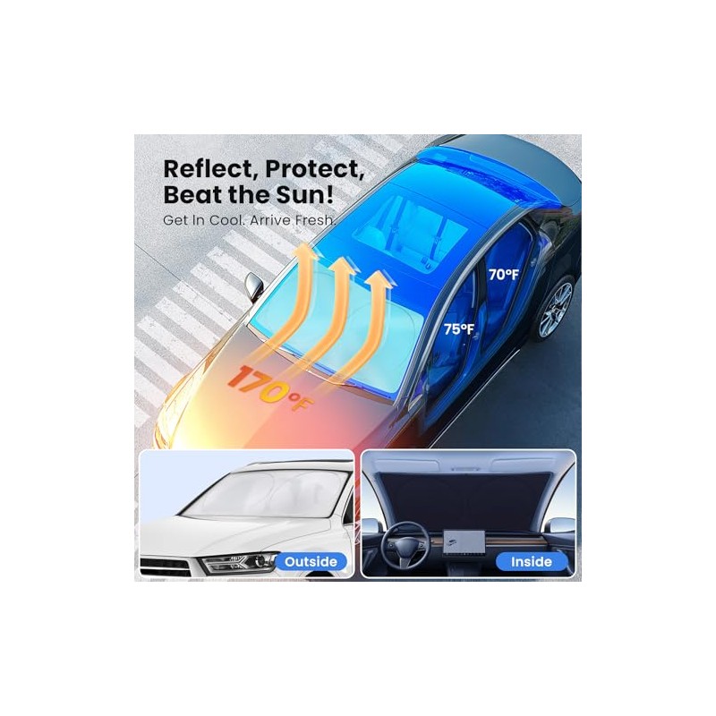 Magnelex Parasol de parabrisas, reflector de calor para coche ,