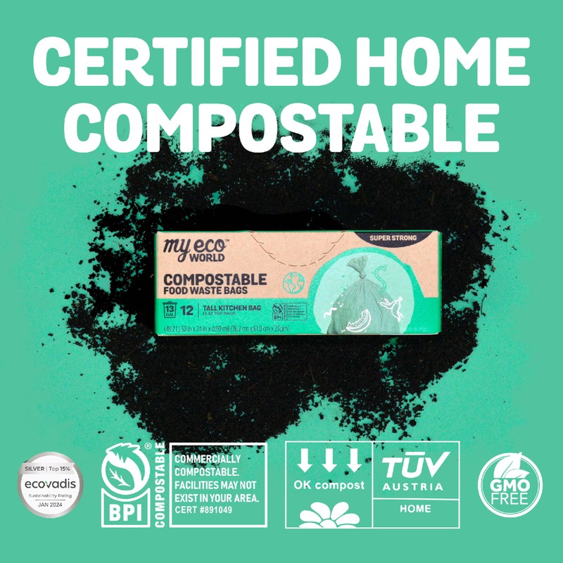 MyEcoWorld® Compostable Kitchen Waste Bags - 48 Count - 100%