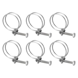 sourcing map 6Pcs Double Wire Hose Clamp, 48-55mm Adjustable Stainless Steel Wire Hose Clips with M8 Bolt for Dust Collection Hose, Pump Hose Pipe